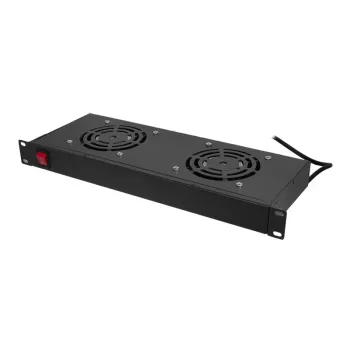 LogiLink FAU102B 19″ 1U ventiliatorių modulis su 2 ventiliatoriais ir jungikliu, juodas