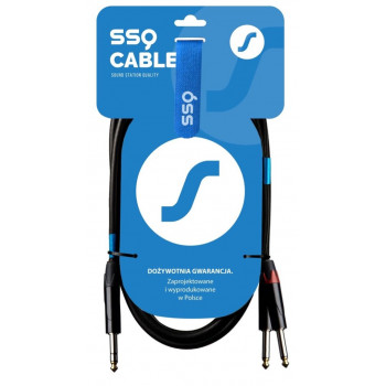 SSQ JSJM1 SS-1452 audio laidas, stereo jack – 2x mono jack, 1 m, juodas