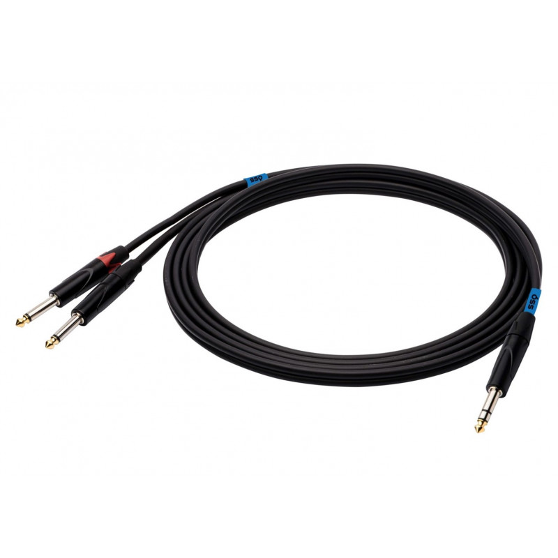 SSQ JSJM1 SS-1452 audio laidas, stereo jack – 2x mono jack, 1 m, juodas
