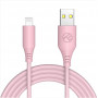 Tellur silikoninis jungiamasis USB–Lightning kabelis, 3 A, 1 m, rožinis