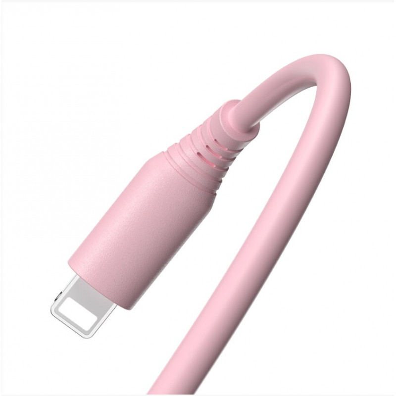 Tellur silikoninis jungiamasis USB–Lightning kabelis, 3 A, 1 m, rožinis
