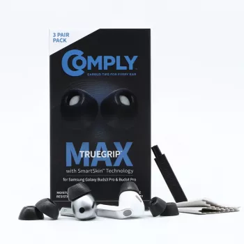 Comply MAX įdėklai ausinėms Galaxy Buds3 Pro, juodi, dydis S (mažas)