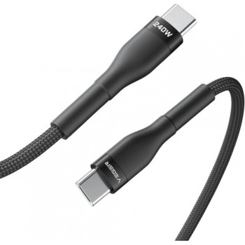 Veger CC03 juodas 1,5 m laidas USB-C – USB-C, PD 48 V, 5 A, 240 W