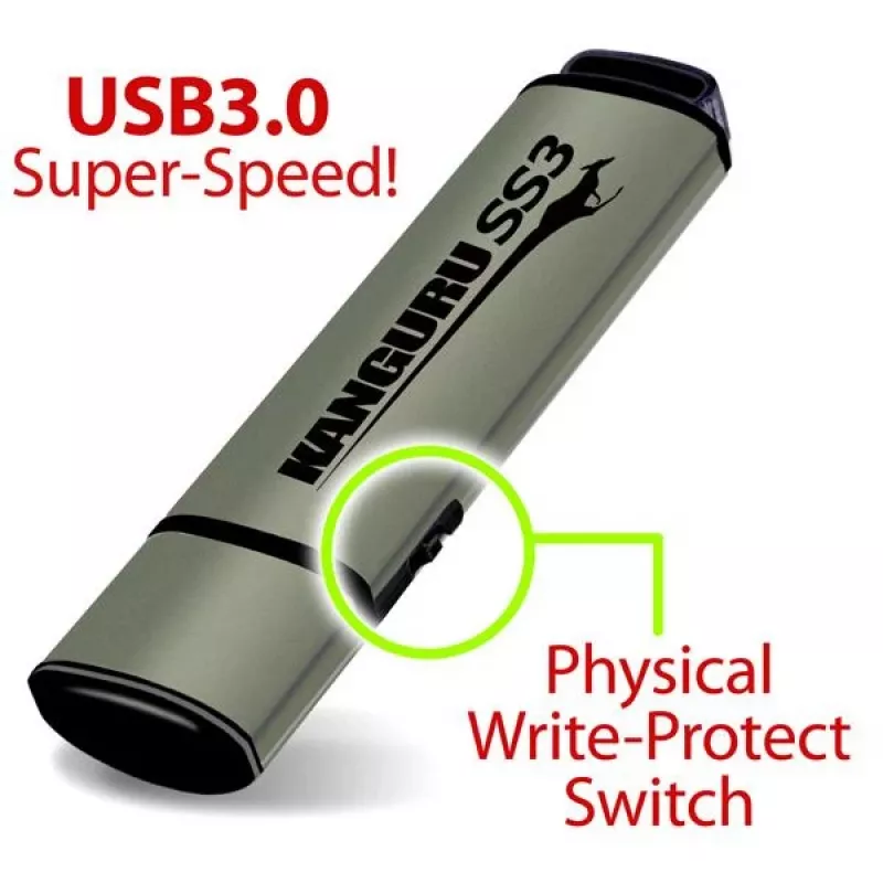 Kanguru SS3 KF3WP-128G 128 GB USB 3.0 laikmena su fizine apsauga nuo įrašymo