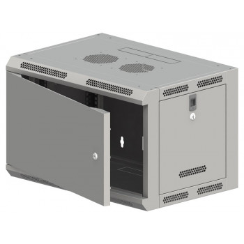 Alantec SW-9U-600-500-N-DMJ-OP-RP-B-S sieninė 19 colių spinta 9U, 600x500, nedalyta, su vienasparnėmis metalinėmis durimis, pilka, išardyta