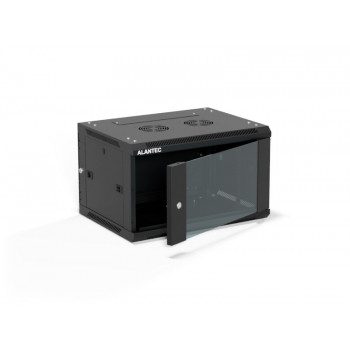 Alantec SW-6U-600-450-01-CA 19 colių spinta kabinti ant sienos, 6U, 600x450, stiklo durys, juoda