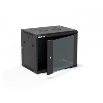 Alantec SW-9U-600-450-01-CA 19 colių spinta kabinti ant sienos, 9U, 600x450, stiklo durys, juoda