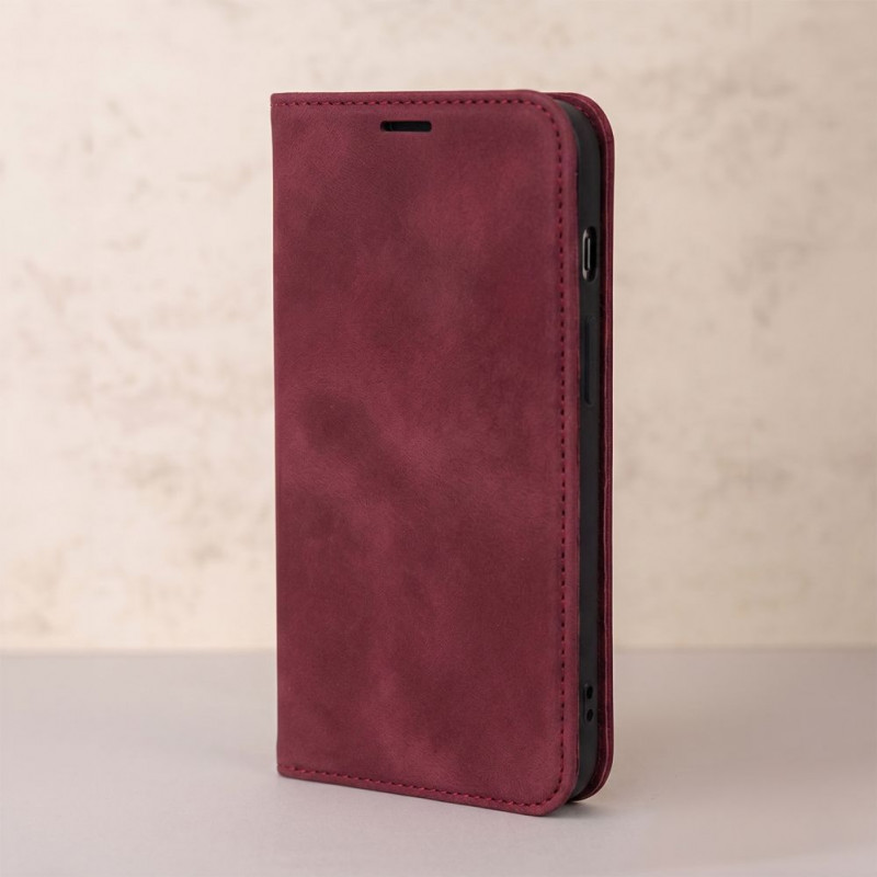 TFO Smart Suede atverčiamas dėklas iPhone 17 Pro 6,3 / iPhone 18 Pro 6,3, bordo