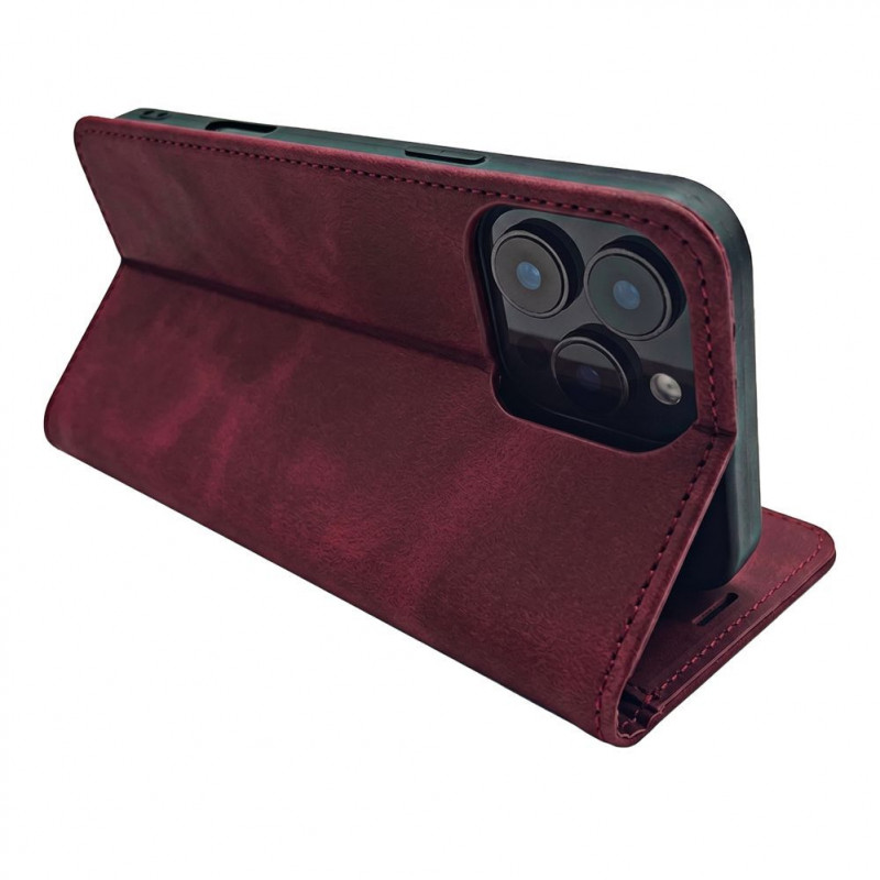 TFO Smart Suede atverčiamas dėklas iPhone 17 Pro Max 6,9 / iPhone 18 Pro Max 6,9, bordo
