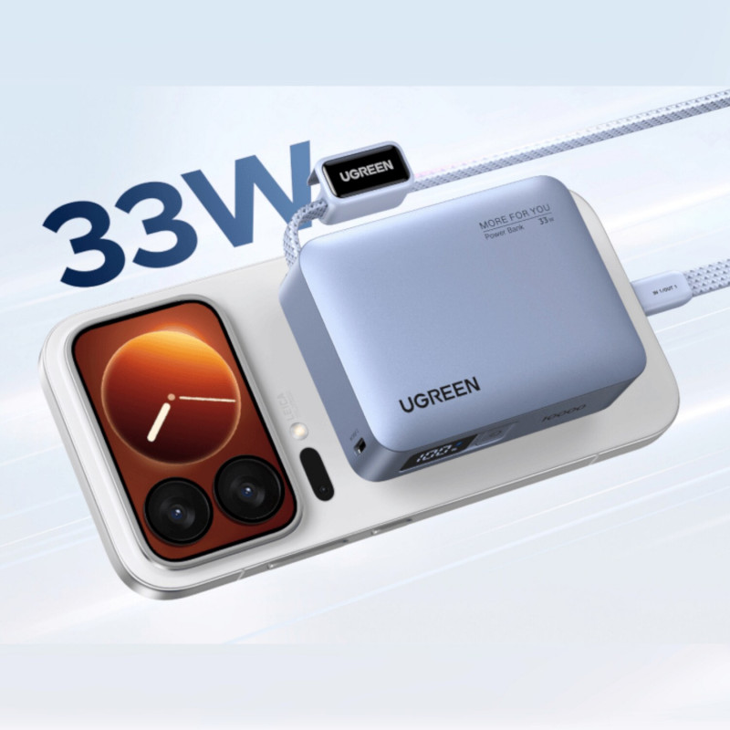 Ugreen PB584 išorinis akumuliatorius 10000 mAh, pilkas
