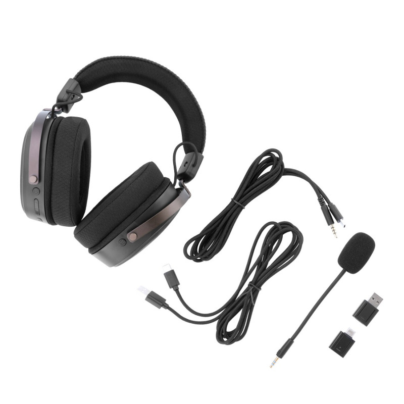 Redragon FURY WRS H831 žaidimų ausinės (juodos) su belaidžiu ryšiu ir mikrofonu