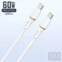 Dudao 1 m 60 W USB-C–USB-C duomenų kabelis, skystasis silikonas, baltas