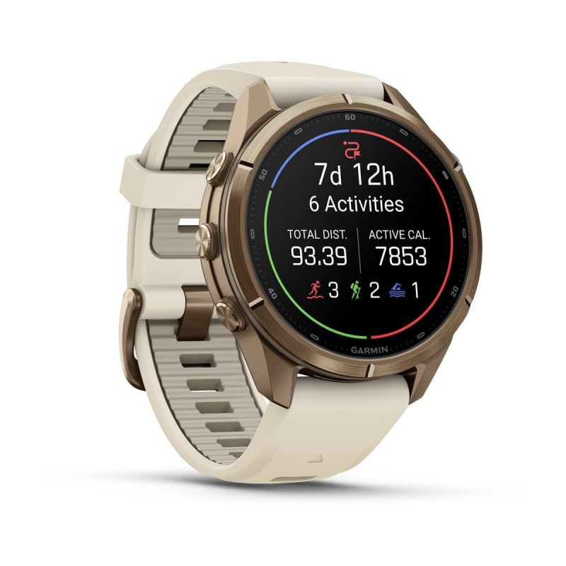 Garmin Fenix 9 Pro 010-04335-26 išmanusis laikrodis (43 mm), titanas Autumn Gold, silikoninė kreminė / pilka apyrankė
