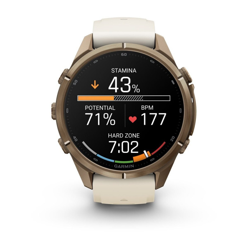 Garmin Fenix 9 Pro 010-04335-26 išmanusis laikrodis (43 mm), titanas Autumn Gold, silikoninė kreminė / pilka apyrankė