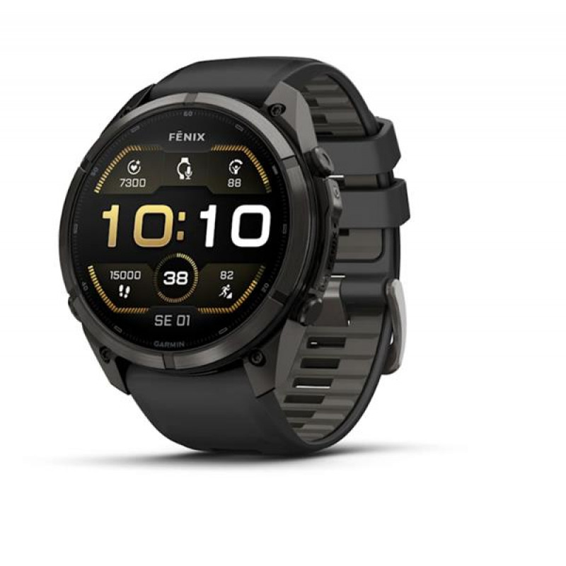 Garmin Fenix 9 Pro 010-04337-16 išmanusis laikrodis (51 mm), Carbon Gray DLC titanas, silikoninė juoda / pilka apyrankė