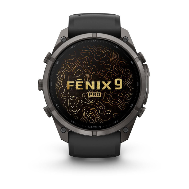 Garmin Fenix 9 Pro 010-04337-16 išmanusis laikrodis (51 mm), Carbon Gray DLC titanas, silikoninė juoda / pilka apyrankė