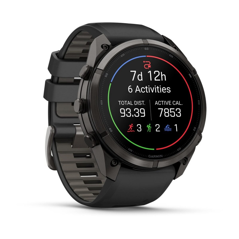 Garmin Fenix 9 Pro 010-04337-16 išmanusis laikrodis (51 mm), Carbon Gray DLC titanas, silikoninė juoda / pilka apyrankė