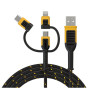 Dewalt DXMA131-1356-DWG USB kabelis iš USB-A į USB-C + microUSB + Lightning, 1,8 m, juodas