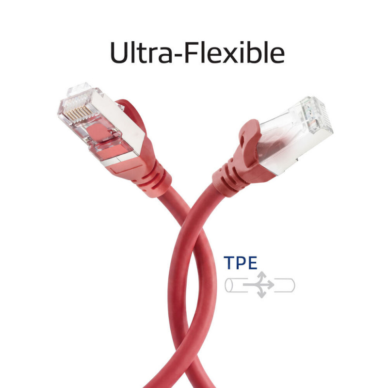 ACT FC2505 S/FTP CAT6A prijungimo kabelis, 5 m, raudonas