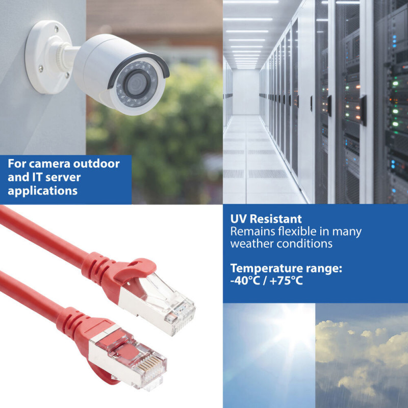 ACT FC2505 S/FTP CAT6A prijungimo kabelis, 5 m, raudonas