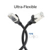 ACT FC2903 juodas S/FTP CAT6A jungiamasis kabelis 3 m, TPE, itin lankstus, RJ45 su apsauga nuo užkabinimo