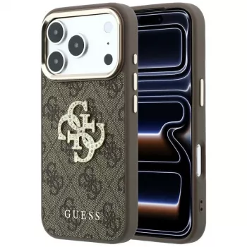 Guess 4G & Big Strass Logo dėklas mobiliajam telefonui iPhone 18 Pro / 17 Pro, rudas