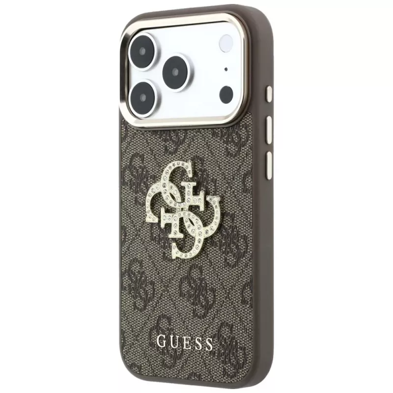 Guess 4G & Big Strass Logo dėklas mobiliajam telefonui iPhone 18 Pro / 17 Pro, rudas