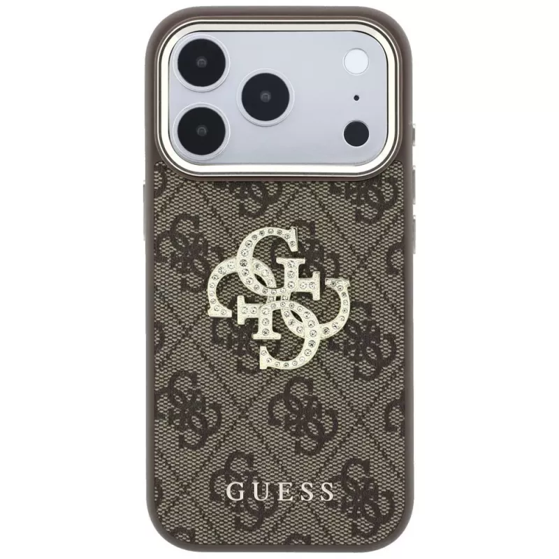 Guess 4G & Big Strass Logo dėklas mobiliajam telefonui iPhone 18 Pro / 17 Pro, rudas