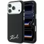 Karl Lagerfeld Saffiano Small Script Metal Logo MagSafe dėklas mobiliajam telefonui iPhone 18 Pro / 17 Pro, juodas
