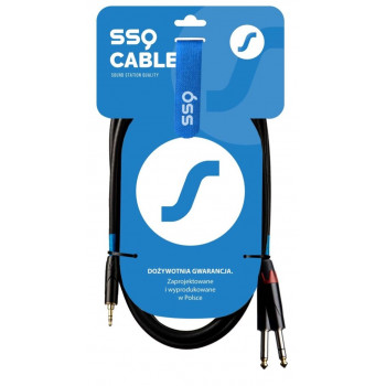 SSQ MIJM3 SS-1815 juodas audio kabelis, 3,5 mm stereo Jack į 2x 6,3 mm mono Jack, 3 m