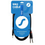SSQ MIJM3 SS-1815 juodas audio kabelis, 3,5 mm stereo Jack į 2x 6,3 mm mono Jack, 3 m