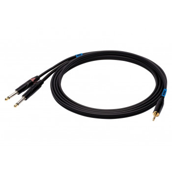 SSQ MIJM3 SS-1815 juodas audio kabelis, 3,5 mm stereo Jack į 2x 6,3 mm mono Jack, 3 m