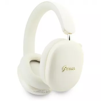 Guess GUE005824 Metallic Effect Metal Script Logo ausinės su lankeliu (Bluetooth, ENC), smėlio