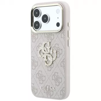 Guess GUE005506 4G & Big Strass Logo dėklas, skirtas iPhone 18 Pro Max / 17 Pro Max, rožinis