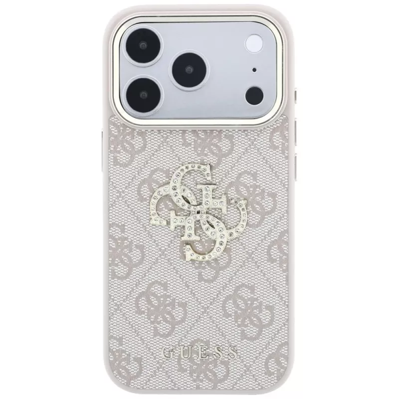 Guess GUE005506 4G & Big Strass Logo dėklas, skirtas iPhone 18 Pro Max / 17 Pro Max, rožinis