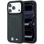 BMW M Kevlar Red Print Ring Metal Logo MagSafe telefono dėklas iPhone 18 Pro Max / 17 Pro Max, juodos spalvos