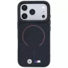 BMW M Kevlar Red Print Ring Metal Logo MagSafe telefono dėklas iPhone 18 Pro Max / 17 Pro Max, juodos spalvos