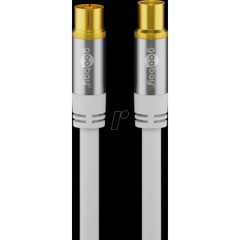 Goobay TV antenos laidas, 135 dB (tipinis), 4× ekranuotas, 5 m, baltas, su auksuotais kontaktais