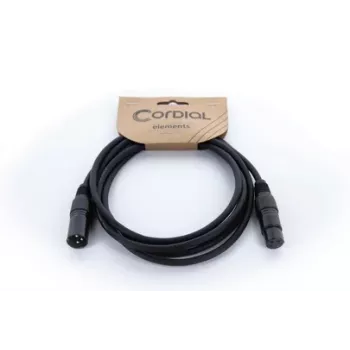 Cordial EM 5 FM XLR sujungimo kabelis, 3 kontaktų XLR lizdas – 3 kontaktų XLR kištukas, juodas