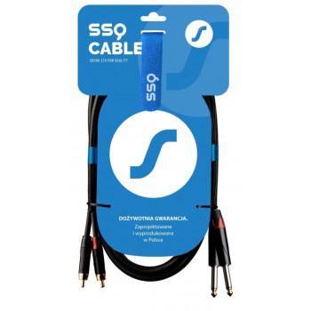 SSQ RCAJM1 SS-1427 garso kabelis 2x RCA į 2x 6,3 mm mono kištukus, 1 m, juodos spalvos