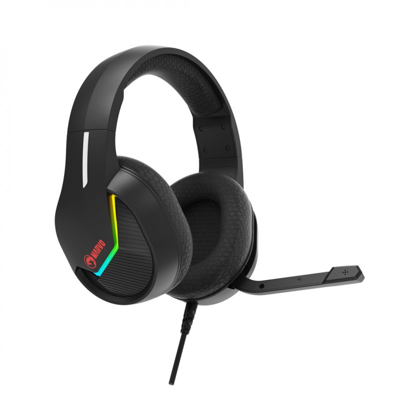 Marvo Tactic 40 H8618 BK žaidimų ausinės su mikrofonu, laidinės, RGB, juodos spalvos