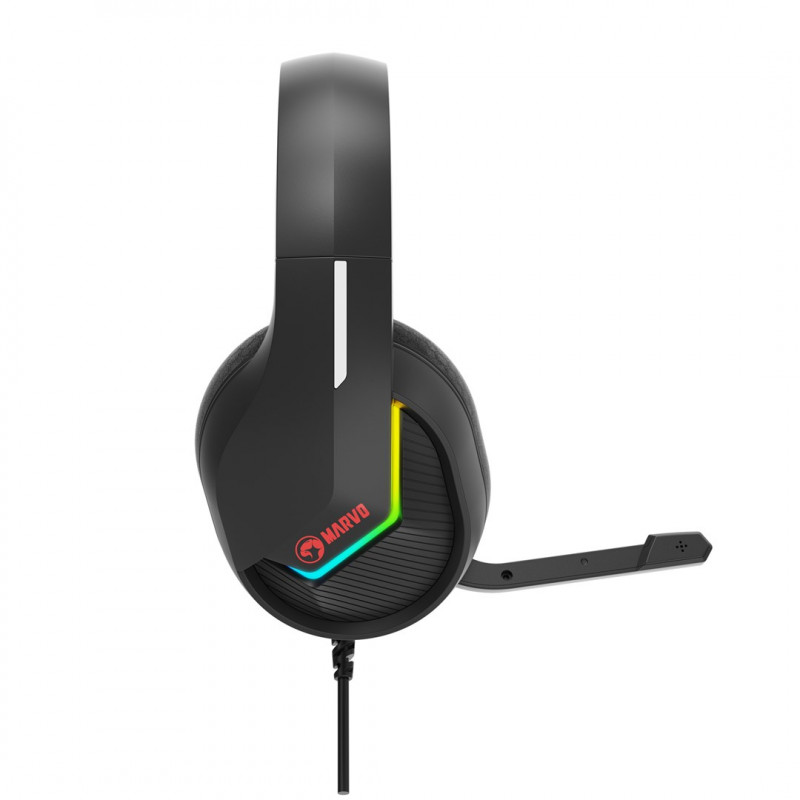 Marvo Tactic 40 H8618 BK žaidimų ausinės su mikrofonu, laidinės, RGB, juodos spalvos
