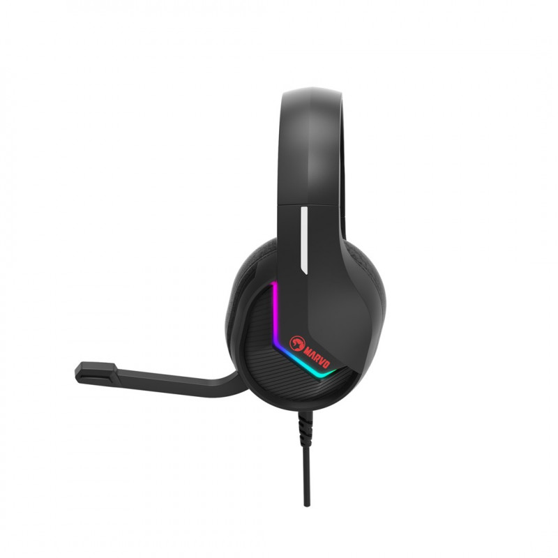 Marvo Tactic 40 H8618 BK žaidimų ausinės su mikrofonu, laidinės, RGB, juodos spalvos