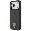 Guess Leather 4G Triangle Strass MagSafe dėklas, tinkantis iPhone 18 Pro / 17 Pro, juodos spalvos