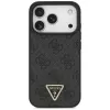 Guess Leather 4G Triangle Strass MagSafe dėklas, tinkantis iPhone 18 Pro / 17 Pro, juodos spalvos