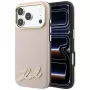 Karl Lagerfeld Grained with Resin Signature Logo telefono dėklas su MagSafe, tinkantis iPhone 18 Pro Max / 17 Pro Max, rožinis