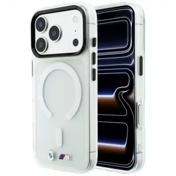 BMW M IML Frosted Metal Logo & Trims telefono dėklas su MagSafe, tinkantis iPhone 18 Pro / 17 Pro, skaidrus