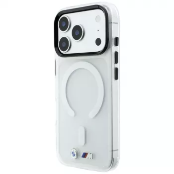 BMW M IML Frosted Metal Logo & Trims telefono dėklas su MagSafe, tinkantis iPhone 18 Pro / 17 Pro, skaidrus
