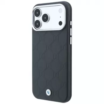 BMW Sign Deboss Quilted Metal Logo telefono dėklas su MagSafe, iPhone 18 Pro Max / 17 Pro Max, antracito