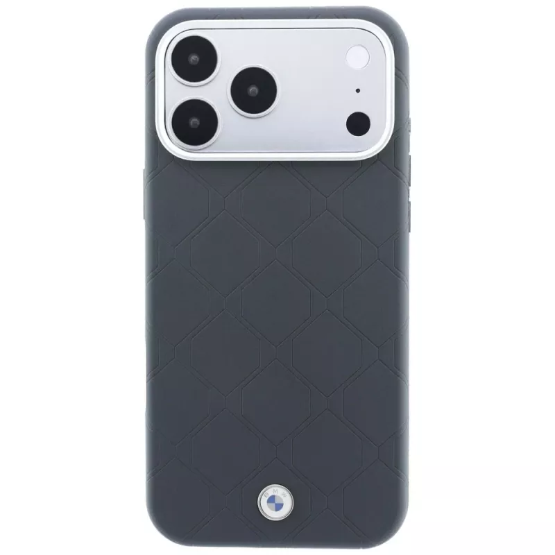BMW Sign Deboss Quilted Metal Logo telefono dėklas su MagSafe, iPhone 18 Pro Max / 17 Pro Max, antracito